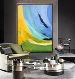 Hand Painted Oil Painting On Canvas Art Blue Yellow Abstract Painting Canvas Painting