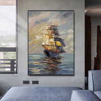 Oil Painting On Canvas Color Sea Boat Oil Painting Abstract Modern Canvas Decor