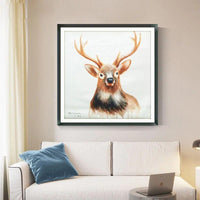 Hand Painted Contemporary Deer Oil Painting on Canvas Abstract Animal Hallway