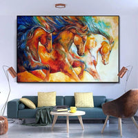 Hand-Painted Hand Painted Oil Painting Modern Classic Cool Stallion Abstracts Home Painting