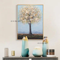 Heavy Textured Tree Pure Hand Painted Canvas Wall Art Acrylic Artwork Image Painting