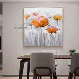 Orange Flower Hand Painted Artwork On Canvas