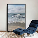 Seascape Hand Painted Abstract Beach Scenery Scandinavian Canvas Painting