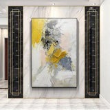 Hand Painted Abstract Wall Art Yellow White Style Minimalist Modern On Canvas Decorative