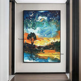 Hand painted Oil Painting Canvas Abstract Landscape Home Decoeation