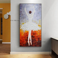 Modern Beautiful Ballerina and Abstract Ballet Girl Dancing Canvas Oil Paintings and Wall Art