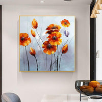 Hand Painted Orange Yellow Flowers Oil Painting On Canvas Modern Decorative