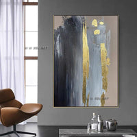 Pure Hand Painted Luxurious Gold Foil Craft Modern Abstract Oil Canvas Painting On The Wall Art Entrance Decoration Art