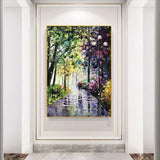 Texture 3D Knife Street Night Scenery Oil Painting Acrylic Modern Villa Wall Decorative Hangings Canvas Wall Art For Hotel