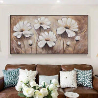 Hand Painted Texture Thick Flower Canvas Art Wall Hanging Paintings Decor