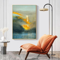 Vertical Hand Painted Oil Painting Abstract Entrance Decor Painting Corridor Hallway Modern Minimalist As