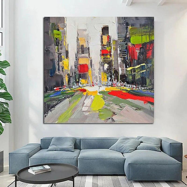 Hand Painted Impression Colorful Urban Architecture Landscape Oil Painting Canvas