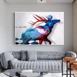 Textured Colorful Animal Canvas Painting Hand Painted Modern Abstract on Canvas