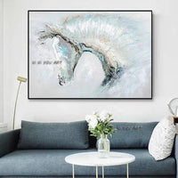 Artist Hand Painted High Quality Abstract White Horse on Canvas Abstract White Horse Painting