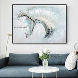 Artist Hand Painted High Quality Abstract White Horse on Canvas Abstract White Horse Painting