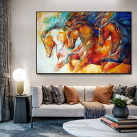 Hand-Painted Hand Painted Oil Painting Modern Classic Cool Stallion Abstracts Home Painting