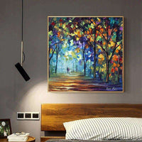 Abstract Forest Street Hand Painted Oil Painting on Canvas Modern Wall Art Landscape Pictures for Living Rome Home Decoration