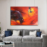 Hand Painted Abstract Bucket Cattle Oil Painting On Canvas Hand Painted Animal Ox For Room