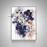 Hand Painted White Green Purple Flower Abstract Oil Paintings On Canvas Hand Painted Thick Textured Wall Art