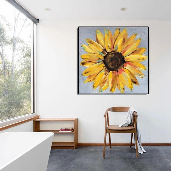 Hand Painted Yellow Sunflowers Canvas Art Wall Canvass