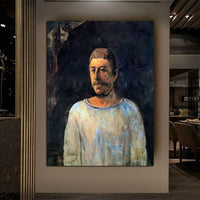 Hand Painted Oil Painting Paul Gauguin Self-Portrait: Near the Crucifixion Figure Abstract Retro Landscape Wall Art