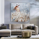 Hand Painted Modern Sexy Lady Beautiful Girl Portrait Oil Painting Wall Decor Canvas Wall Art As