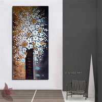 wall painting Oil Paintings Hand Painted White Orange Flowers painting Hand Painted