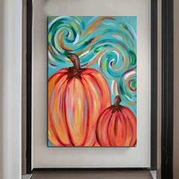 Hand Painted Oil Painting Modern Pumpkin Abstract Canvas Wall Art Halloween