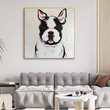 Hand Painted Abstract Oil Painting Cute Dog Canvas Modern Animal Minimalist