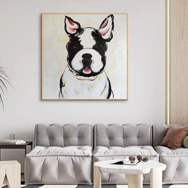 Hand Painted Abstract Oil Painting Cute Dog Canvas Modern Animal Minimalist