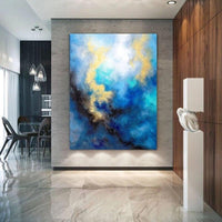 Hand Painted Blue Abstract Original Painting On Canvas Artwork Contemporary Art Modern