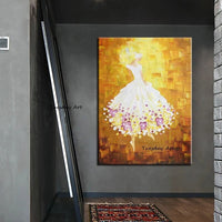 Hot sale Hand Painted Ballet Dancing Girl Oil Painting On Canvas Abstract Figure