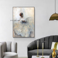 Hand Painted Abstract Figure Contemporary Canvas Modern Minimalist Bedroom