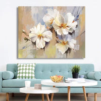 Hand Painted Abstract White Flower Art On Canvas Wall Art Wall Adornment Painting