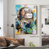 Hand Painted Street Art Oil Painting Modern Animal Monkey Abstracts Size