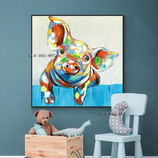 Miss Piggy Colorful Graffiti Art Canvas Prints Oil Paintings Abstract Animals Wall Art Decor For Room