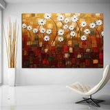 Hand-Painted Oil Painting Modern Wall Art White Cherry Blossom Tree Thick Palette Knife On Canvas