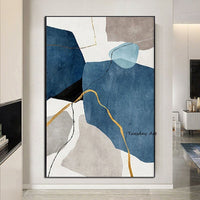 Hand Painted Art Oil Painting Color Block Line Abstract Canvas Art For Modern Homes