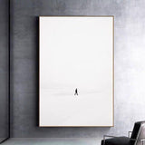 Wall Art People Walking in The Snow Hand Painted Simple Black White Fashion Canvas Oil Painting Minimalist