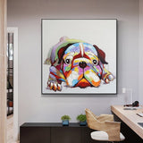 Hand Painted Art Animal Oil Painting Modern Puppy Abstract Canvas Colorfuls Children's Room