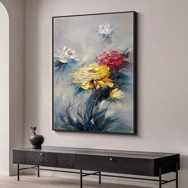 New Arrived Hand Painted colorful Flowers Canvas Painting Modern Impression Decor Aisle Entrance