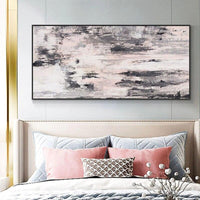 Canvas Oil Painting Hand Painted Art Modern Pink and White Gray Marble Texture Canvas Painting Room Decor