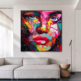 Colorful Hand Painted Sexy Lady Figure Portrait Abstract People On Canvas