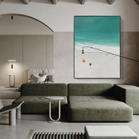 Canvas Hand Painted Oil Painting Sea Beach Beautiful Blue and Green Landscape Painting Decor As