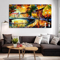 Hand Painted Oil Painting Canvas Classic Knife Street Colorful Landscape Tree Abstract Home Room Decors