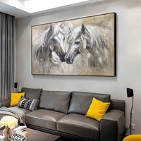 Modern Oil Painting on Canvas Hand Painted Wall Art Animal Two horses Paintings Poster