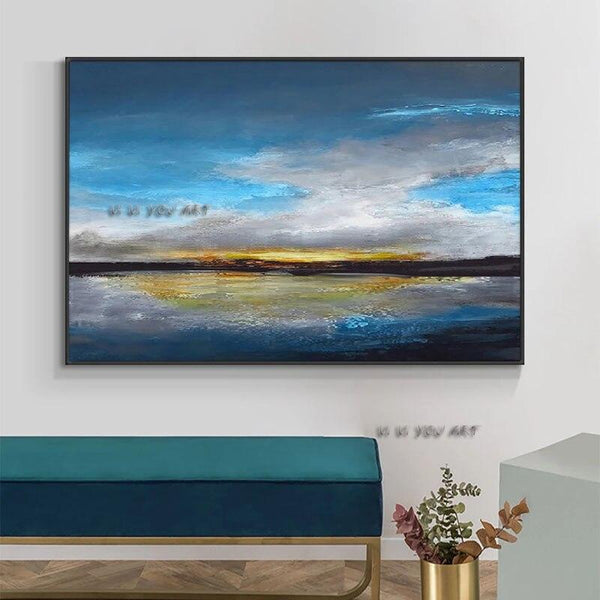 Abstract Painting Hand Painted On Canvas Modern Decorative Landscape Blue painting Wall Art picture