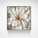 Design Unique Design High Quality Hand Painted Modern impression Blue Flower On Canvas