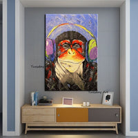 Hand Painted Street Art Oil Painting Modern Gorilla Animal Abstract Canvas For Home Children Room