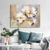 Hand Painted Abstract White Flower Art On Canvas Wall Art Wall Adornment Painting